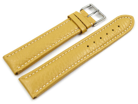 Watch strap - Genuine grained leather - yellow 20mm Steel