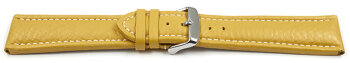 Watch strap - Genuine grained leather - yellow 22mm Steel