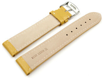 Watch strap - Genuine grained leather - yellow 22mm Steel