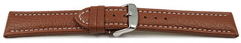 Watch strap - Genuine grained leather - light brown 20mm Steel