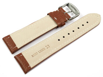 Watch strap - Genuine grained leather - light brown 20mm Steel