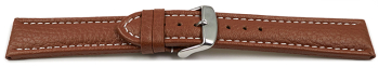 Watch strap - Genuine grained leather - light brown 22mm Steel