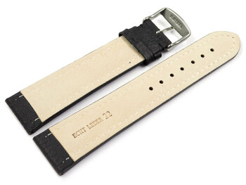 Watch strap - Genuine grained leather - black 18mm Steel