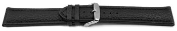 Watch strap - Genuine grained leather - black 22mm Steel