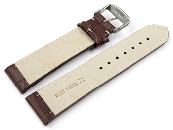 Watch strap - Genuine leather - Croco print - dark brown 18mm Steel