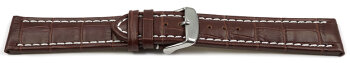 Watch strap - Genuine leather - Croco print - dark brown...