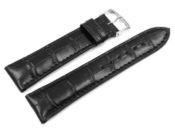 Black watch strap - RIOS - Crocodile Grain - art manuel 19 mm Gold