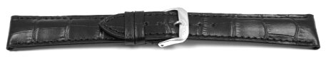Black watch strap - RIOS - Crocodile Grain - art manuel 23 mm Steel