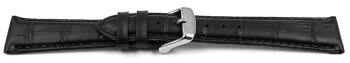Watch strap - Genuine leather - Croco print - black - 23 mm Steel