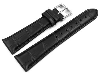 Watch strap - Genuine leather - Croco print - black - 23 mm Steel