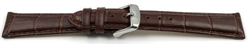 Watch strap - Genuine leather - Croco print - brown - 21 mm Steel