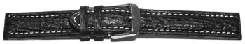 Watch strap - Genuine Shark leather - black 22mm Steel