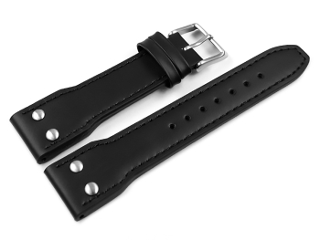 Watch strap - Genuine leather - Vintage look - black 18mm Steel