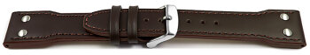 Watch strap - Genuine leather - Vintage look - dark brown 20mm Steel