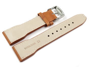 Watch strap - Genuine leather - Vintage look -  light brown 18mm Steel