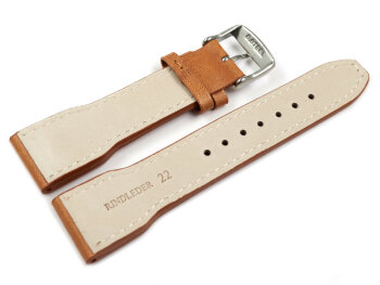 Watch strap - Genuine leather - Vintage look -  light brown 22mm Steel