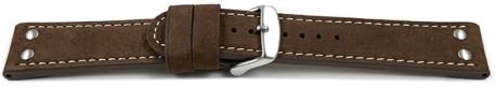 Watch strap - Genuine water buffalo - vintage - brown 22mm Steel