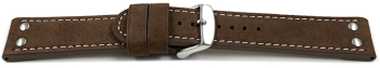 Watch strap - Genuine water buffalo - vintage - brown 22mm Steel