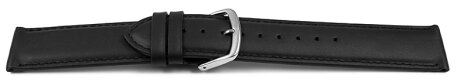 Watch strap - Genuine Italy leather - Soft padded - black 18mm Steel