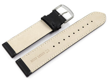 Watch strap - Genuine Italy leather - Soft padded - black 18mm Steel