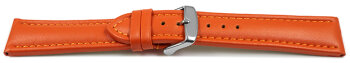Watch strap - Genuine leather - smooth - orange 20mm Steel