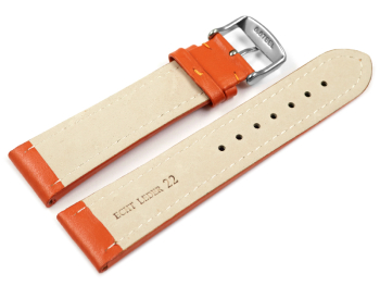 Watch strap - Genuine leather - smooth - orange 20mm Steel