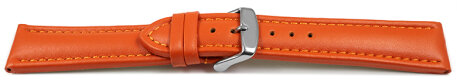 Watch strap - Genuine leather - smooth - orange 24mm Steel