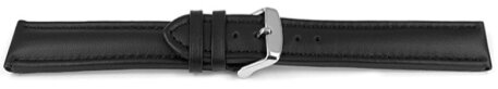 Watch strap - Genuine leather - smooth - black 18mm Steel