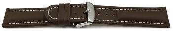 Watch strap - Genuine leather - smooth - dark brown 18mm Steel