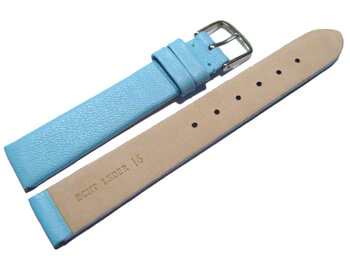 Watch strap - genuine leather - Business - light blue 18mm Gold