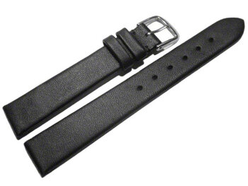 Watch strap - genuine leather - Business - black 12mm Steel