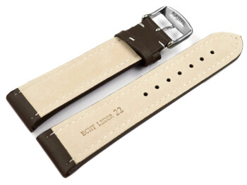 Watch strap - Genuine leather - Smooth - XXL - brown 20mm Steel