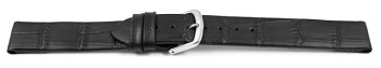Watch band - genuine leather - croco - for fixed pins - black 18mm Steel