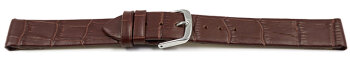 Watch band - genuine leather - croco - for fixed pins - brown 20mm Steel