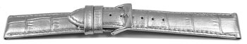 Watch strap - genuine leather - croco print - silver 20mm Steel