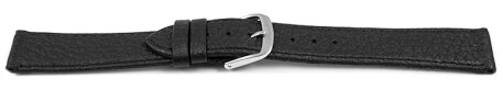 Watch strap - Genuine deer leather - grained - black 18mm Steel