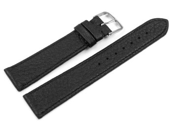 Watch strap - Genuine deer leather - grained - black 18mm Steel