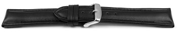 Watch strap - genuine leather - for fixed pins - black 20mm Steel