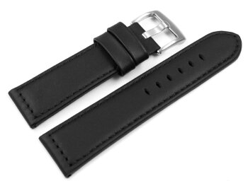 Watch strap - genuine leather - smooth - black 22mm