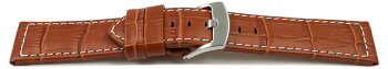 Watch strap - genuine leather - croco - light brown 22mm