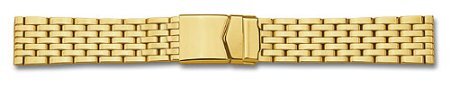 Metal watch band - Stainless steel - polished - Gold plated - 18,20 mm