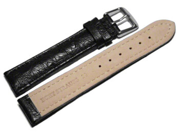 Watch strap - genuine ostrich leather - black 20mm Steel
