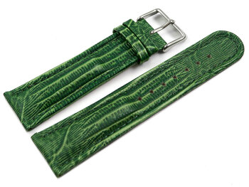 Watch strap - genuine leather - Tegu print - green 20mm Steel