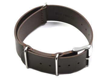 Watch strap - Nato - genuine leather - dark brown 20mm