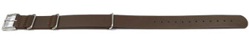 Watch strap - Nato - genuine leather - dark brown 20mm