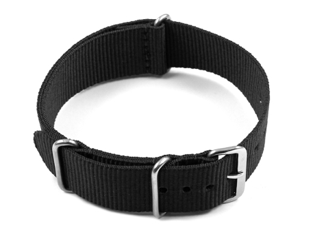 Watch strap - Nato - Nylon - Waterproof - black 24mm