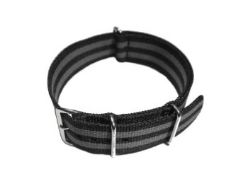 Watch strap - Nato - Nylon - Waterproof - black / grey 18mm