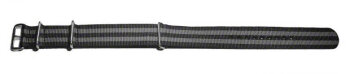 Watch strap - Nato - Nylon - Waterproof - black / grey 22mm