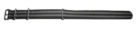 Watch strap - Nato - Nylon - Waterproof - black / grey 24mm