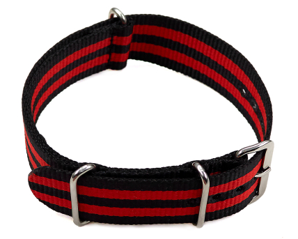 Watch strap - Nato - Nylon - Waterproof - black / red 24mm